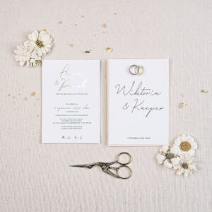Pure – złocone zaproszenie ślubne | wariant Calligraphy