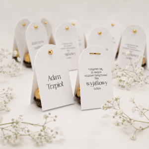 Personalizowana winietka PURE Halo dla Panny Młodej z praliną Ferrero Rocher